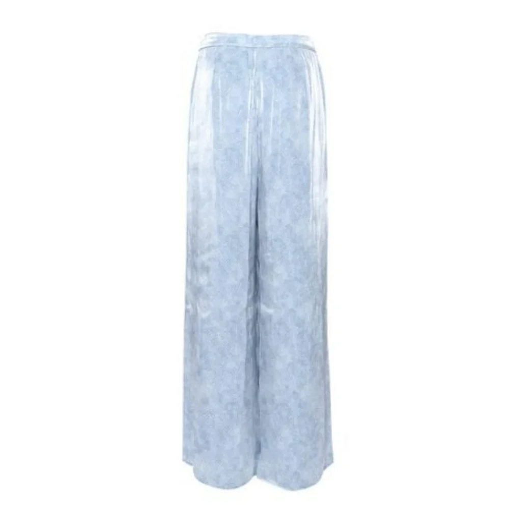 NWT Michael Kors Petal Blue Wide Leg Front Pleat Trousers Crepe Flowy Pants M